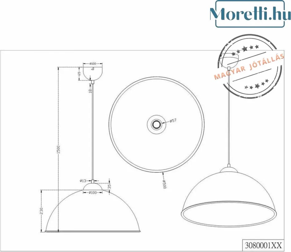 TRIO 308000132 ROMINO Modern Függesztett Lámpa LED+E14 IP20