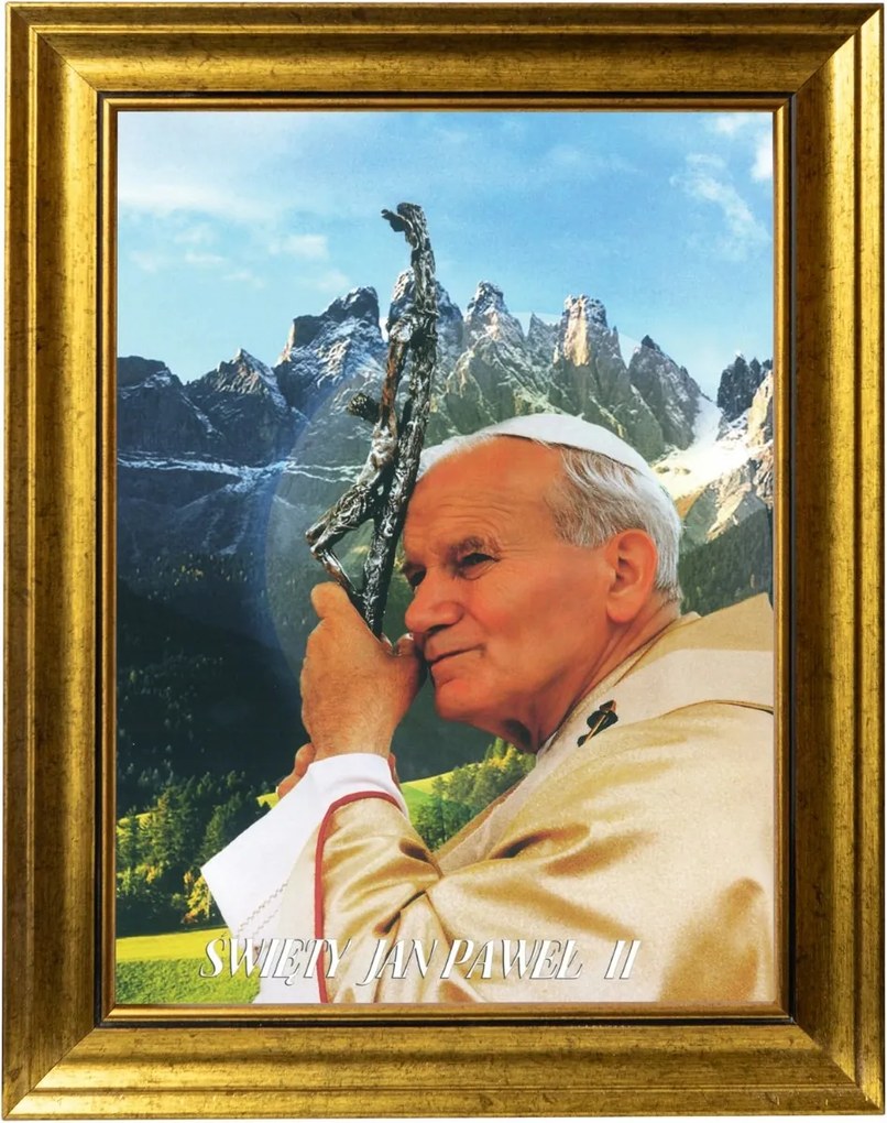 Szent János Pál Pápa Szakrális Kép Arany Díszített Keretben 30X40