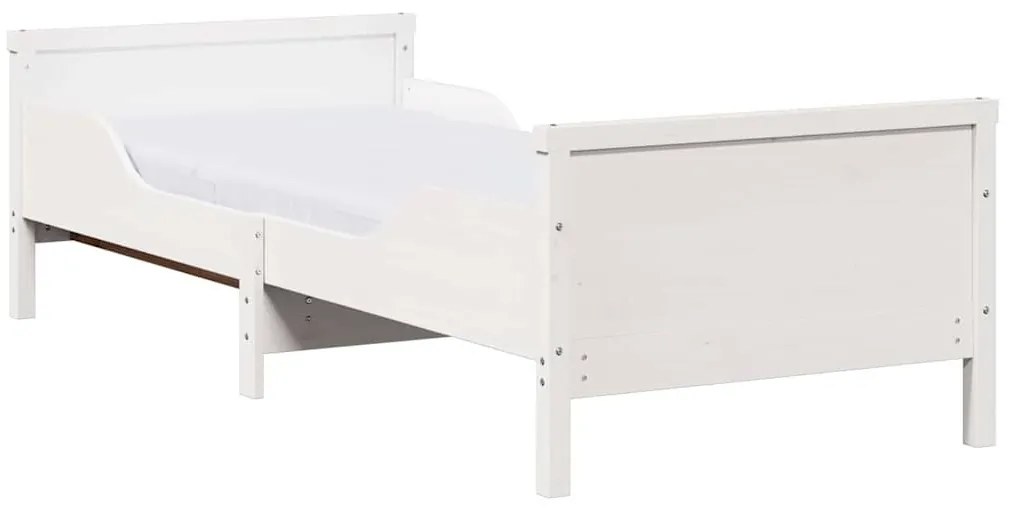 Ágykeret matracmal fejtámlával Fehér 80 x 200 cm Tömör fenyőfa