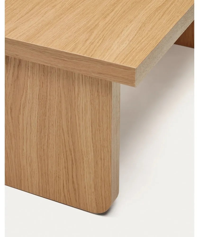 Natúr színű dohányzóasztal tölgyfa dekorral 89x62 cm Oaq – Kave Home
