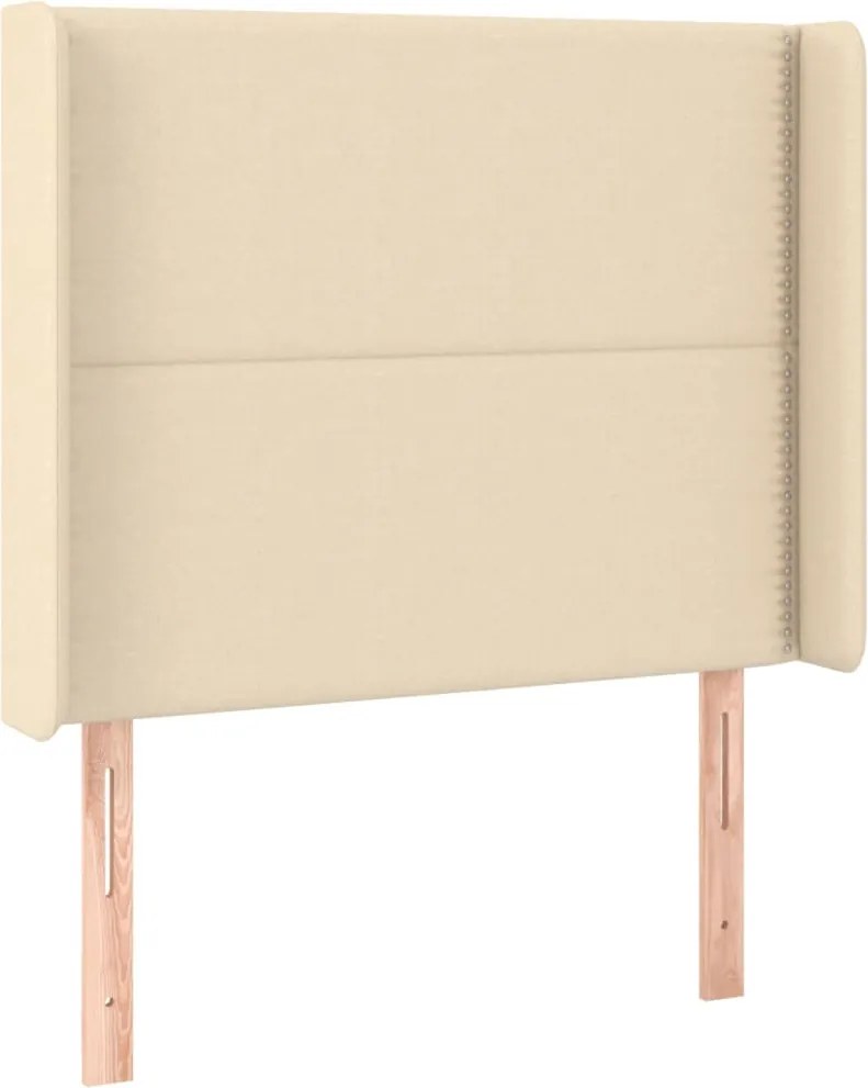 vidaXL krémszínű szövet fejtámla szárnyakkal 93x16x118/128 cm