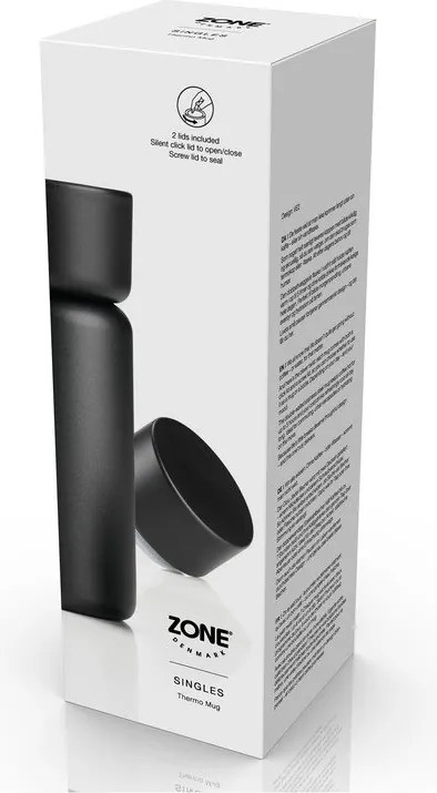 Fekete rozsdamentes acél termobögre 400 ml Singles – Zone