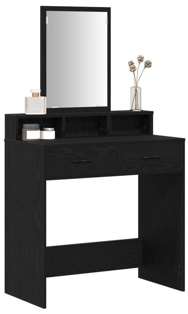 Sminkasztal Fekete tölgy MDF és üveg 79 x 41 x 140 cm