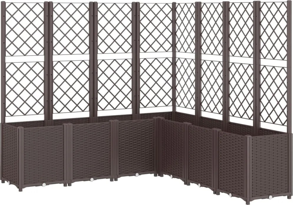 vidaXL barna polipropilén rácsos kerti ültetőláda 160 x 160 x 140 cm