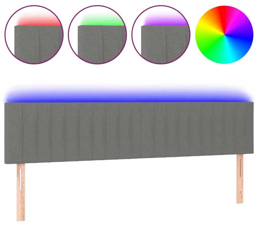 sötétszürke szövet LED-es fejtámla 180x5x78/88 cm