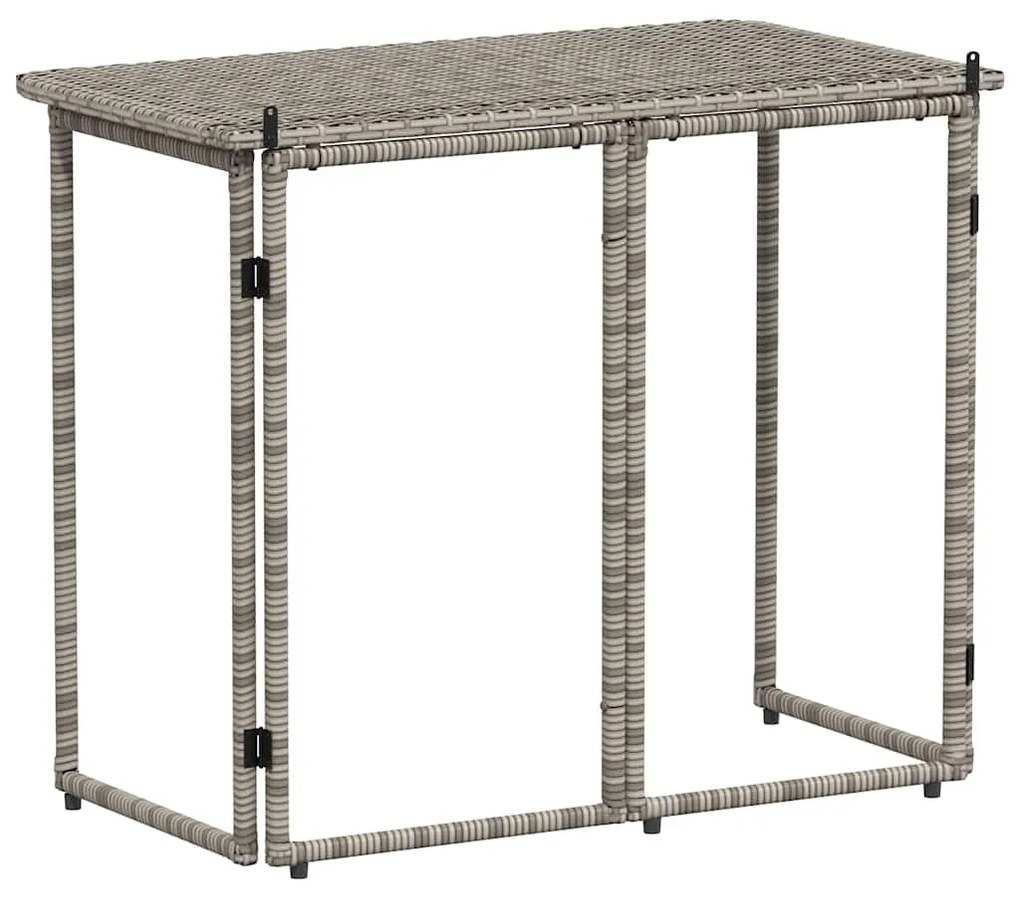 szürke polyrattan összecsukható kerti asztal 90x51x75 cm