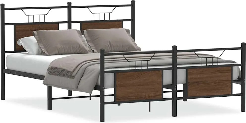 vidaXL barna tölgy színű szerelt fa ágykeret matrac nélkül 150x200 cm