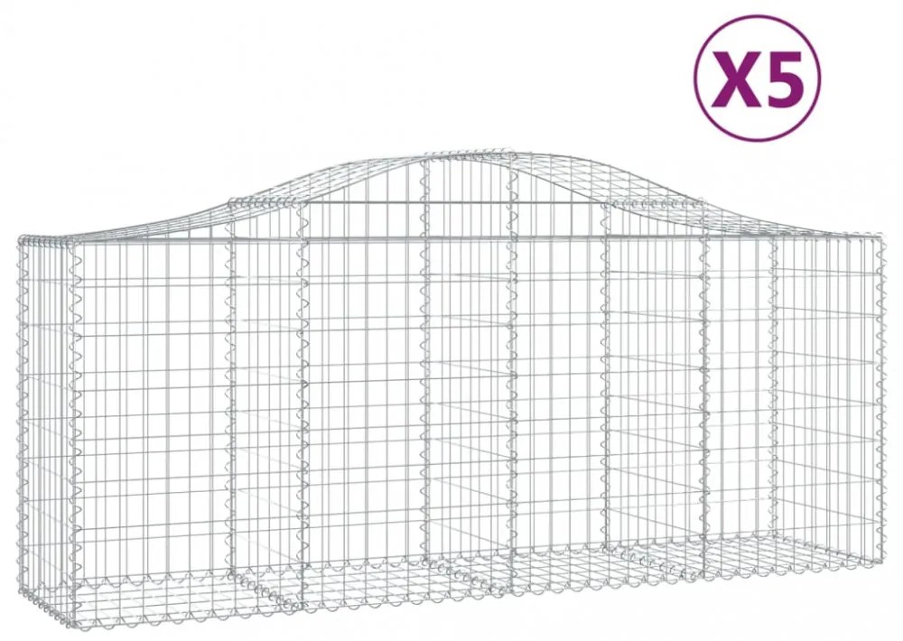 5 db íves horganyzott vas gabion kosár 200x50x80/100 cm