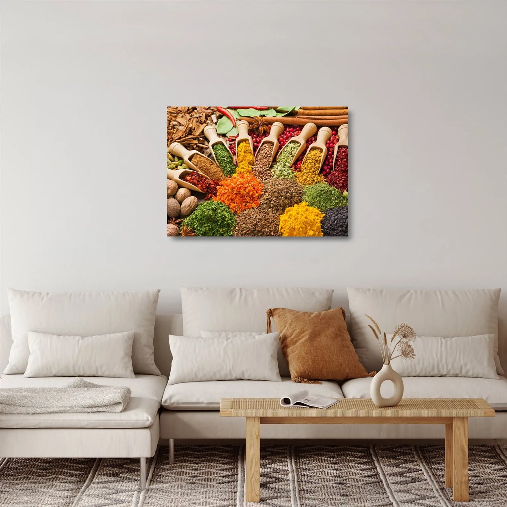 Üveg kép - Fűszerek a világ minden tájáról (70x50 cm)