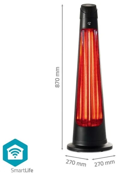 Nedis HTPA21BKW - Kültéri fűtőelem SmartLife 600/1200W/230V Wi-Fi Tuya IP24