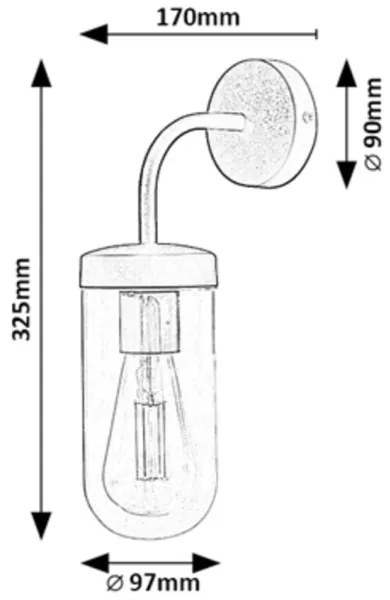 Rabalux 3310 - Fürdőszobai fali lámpa YAGO 1xE27/60W/230V IP44 fekete