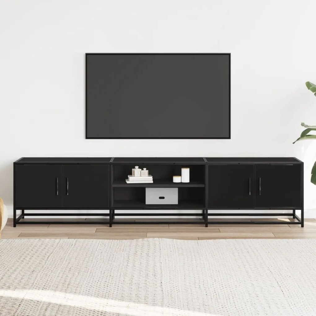 fekete szerelt fa TV-szekrény 180 x 35 x 41 cm