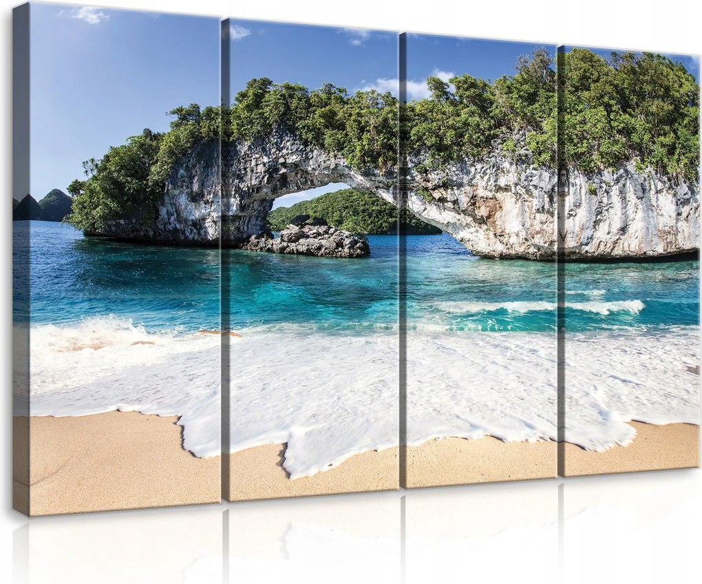 Vászonkép 120x80 Tengerpart Trópusi óceán hullámok homok sziget természet táj paradicsom