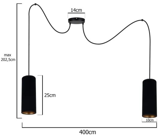 Csillár zsinóron AVALO 2xE27/60W/230V pók fekete