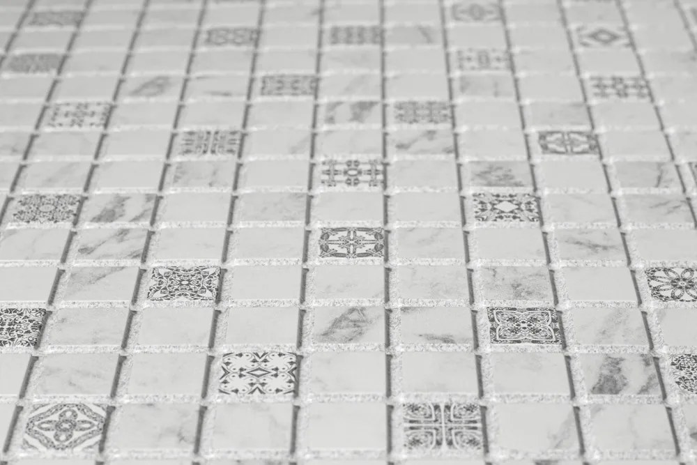 3D PVC falpanel Kis szürke mozaik mintás, fényes felülettel