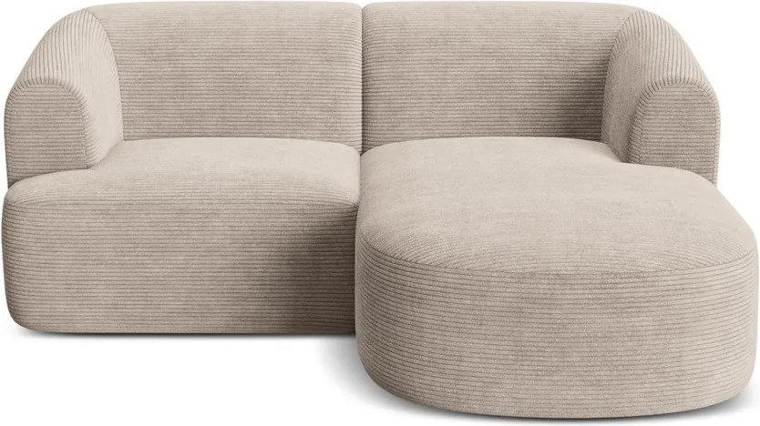 Világosbarna kordbársony sarokkanapé (jobb oldali-heverő résszel) Campi – Cosmopolitan Design