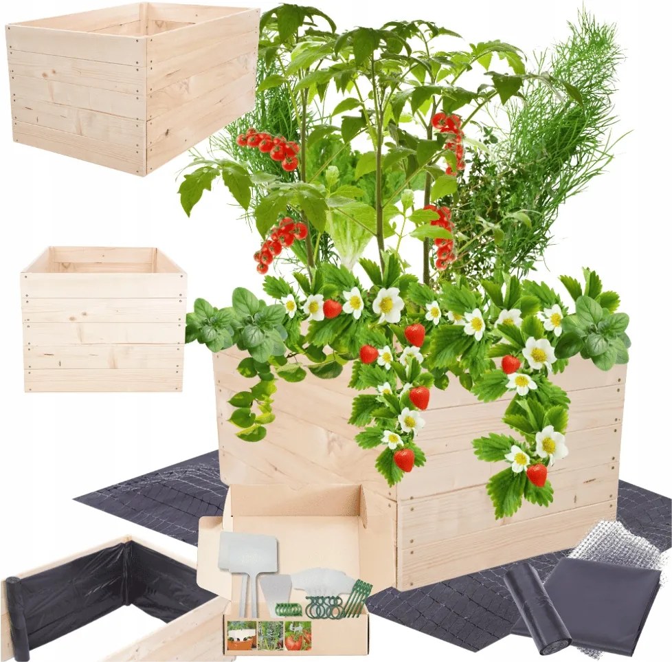 Ágyás magasított zöldséges fa láda virágtartó 45x80x60