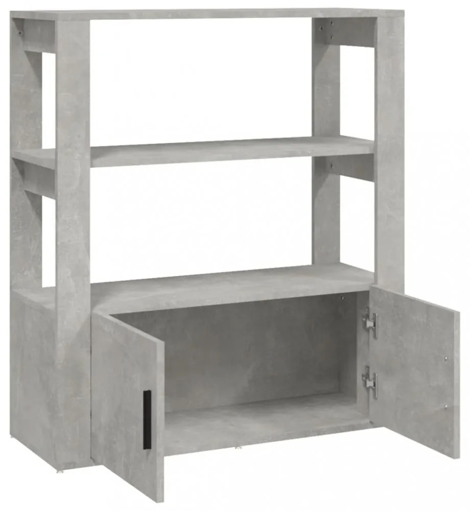 betonszürke szerelt fa tálalószekrény 80x30x90 cm