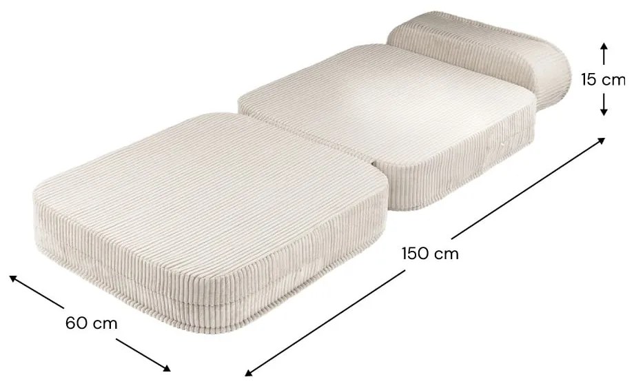 Krémszínű kordbársony gyerek fotel Flip – Wigiwama