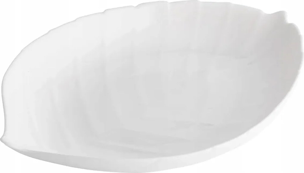 Üvegtál Nocturn White fehér Levél fehér 25,5 cm