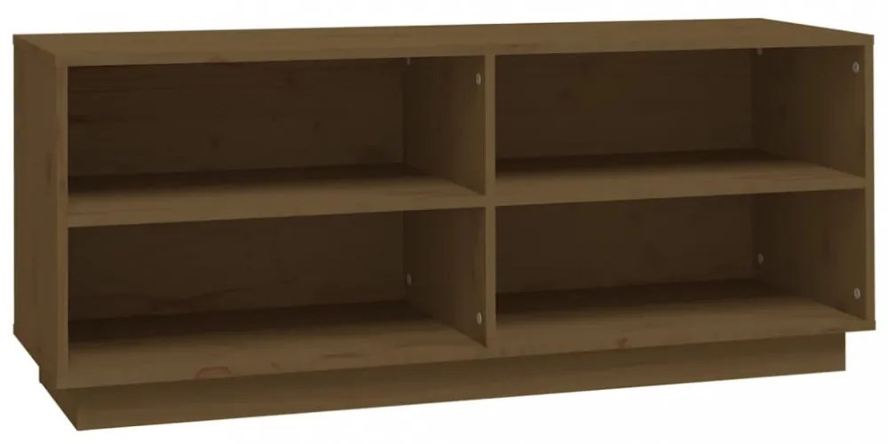 mézbarna tömör fenyőfa cipőszekrény 110 x 34 x 45 cm