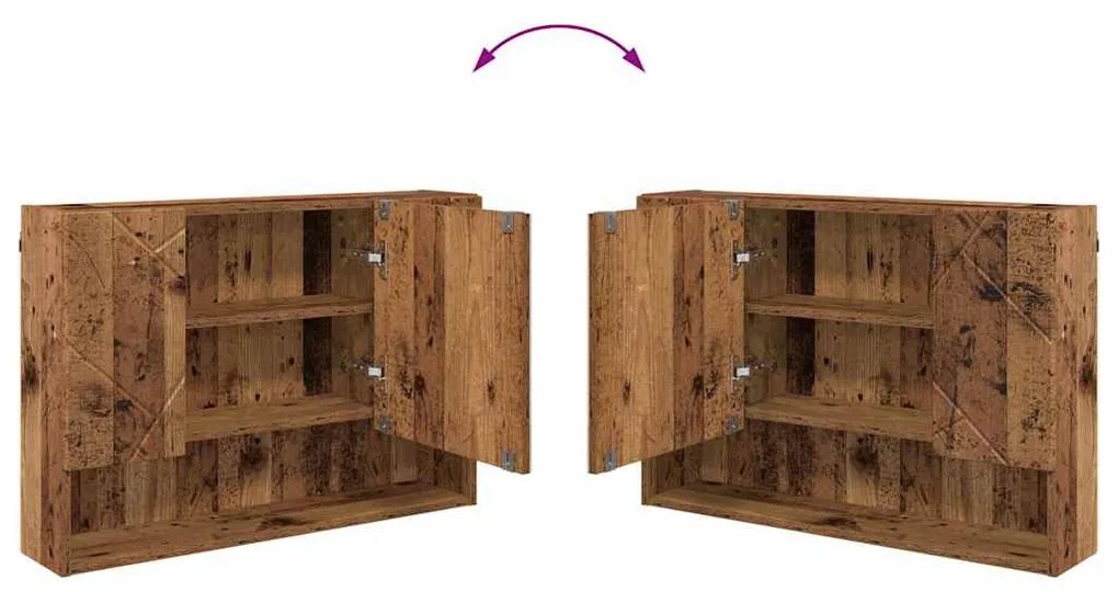 Fürdőszoba bútor szett 2 pcs Régi fa 76.5 x 35 x 64 cm Faanyag