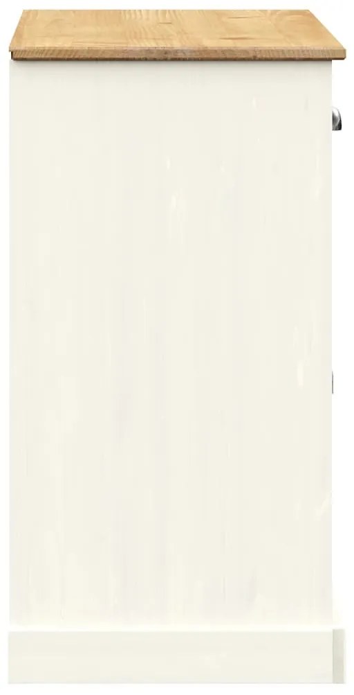 VIGO fehér tömör fenyőfa fiókos tálalószekrény 113x40x75 cm
