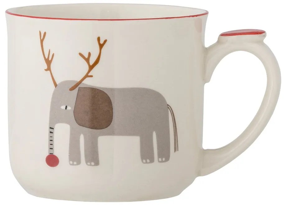 Krémszínű agyagkerámia bögre karácsonyi mintával, szűrővel 300 ml Valentin – Bloomingville