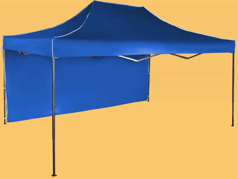 Gyorsan összecsukható sátor 3x4,5 m – acél, Kék, 1 oldalfal