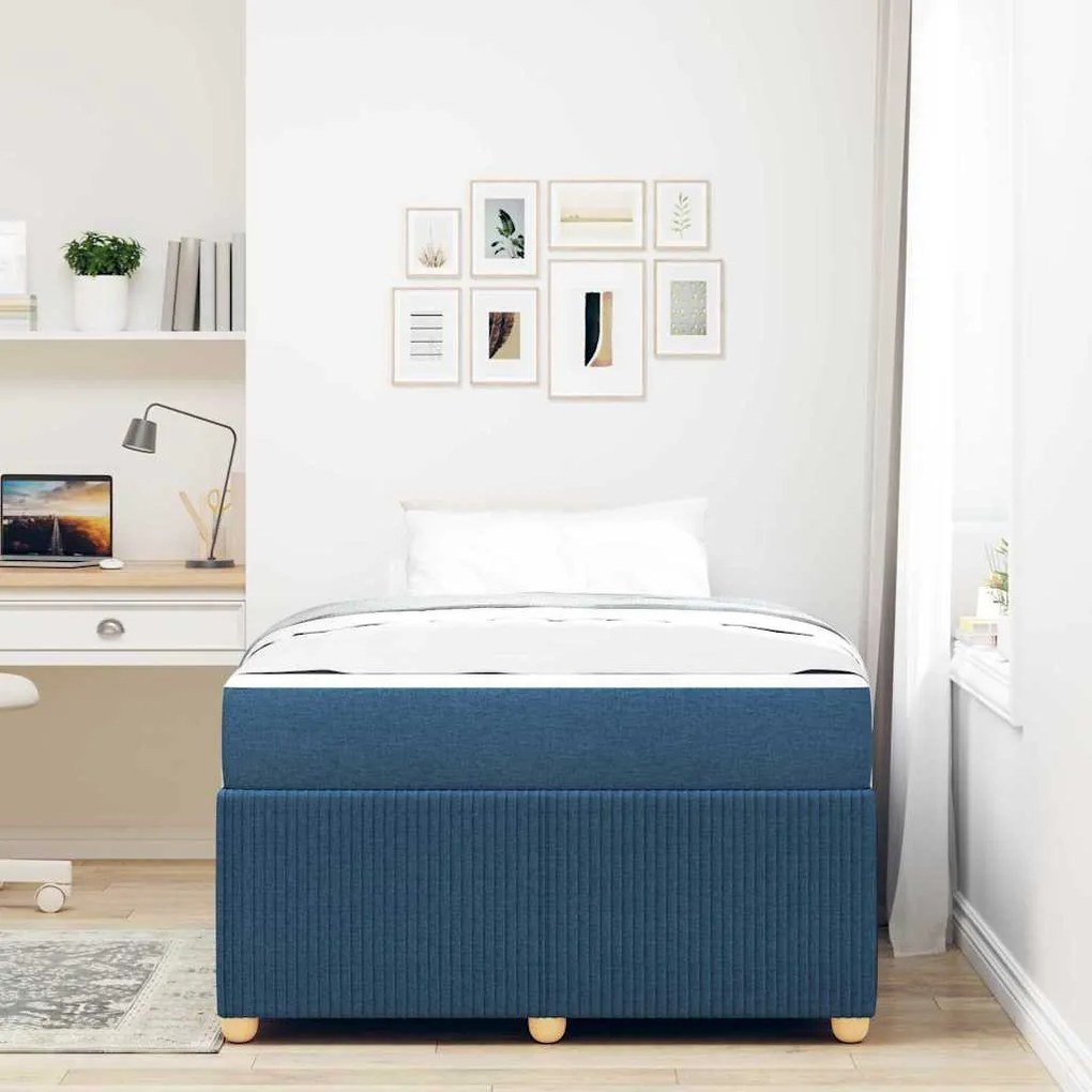 Ágykeret matraccal matracmal Kék 120 x 190 cm szövet
