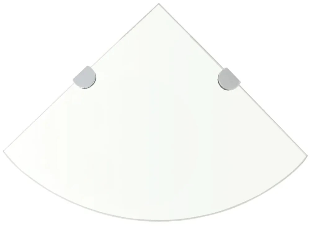 vidaXL Átlátszó üveg sarokpolc króm tartóval 35x35 cm