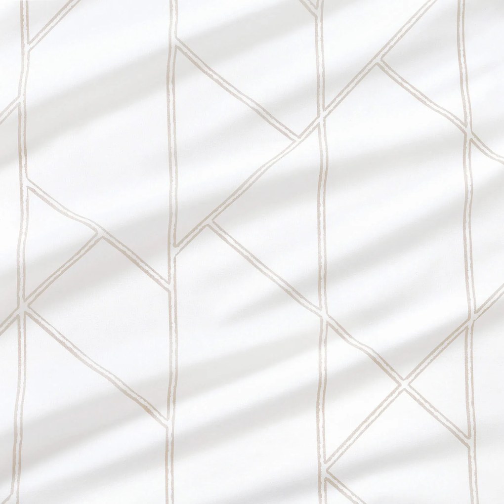 Goldea pamut körgumis lepedő - geometriai vonalak fehéren 90 x 200 cm