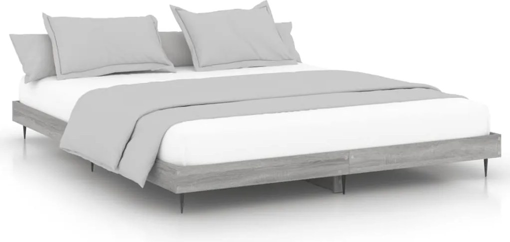 vidaXL szürke sonoma színű szerelt fa ágykeret matrac nélkül 160x200cm