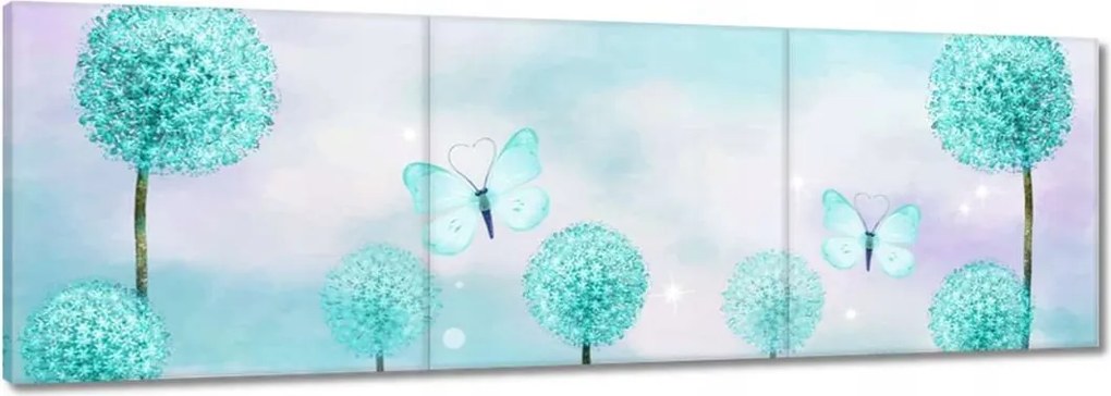 Vászonkép 150x50 Pillangók Türkiz világ