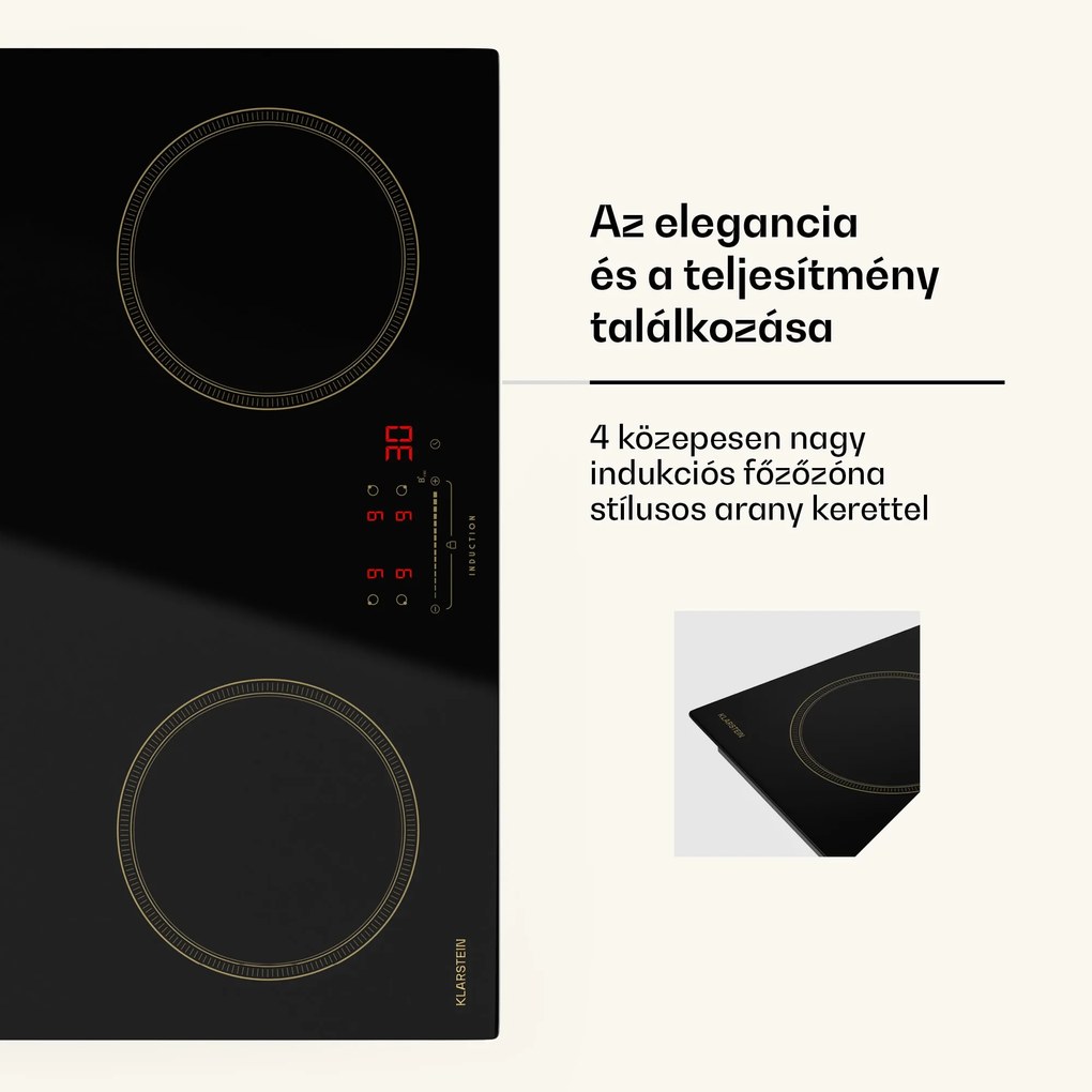 Klarstein Victoria indukciós főzőlap, 60 cm, 4 főzőlap, csúszka, Boost funkció