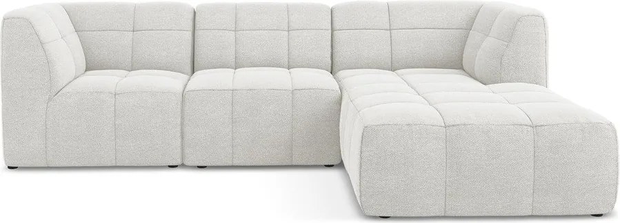 Fehér buklé sarokkanapé (jobb oldali-heverő résszel) Aloha – Makamii