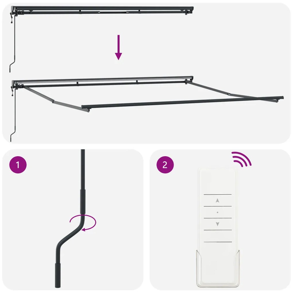 Automatikus Behúzható Napellenző LED Sárga és Narancs 400x350 cm