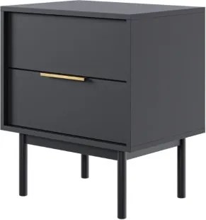 Éjjeliszekrény 2 fiókkal fekete színben arany fogantyúkkal – VIVA VI06