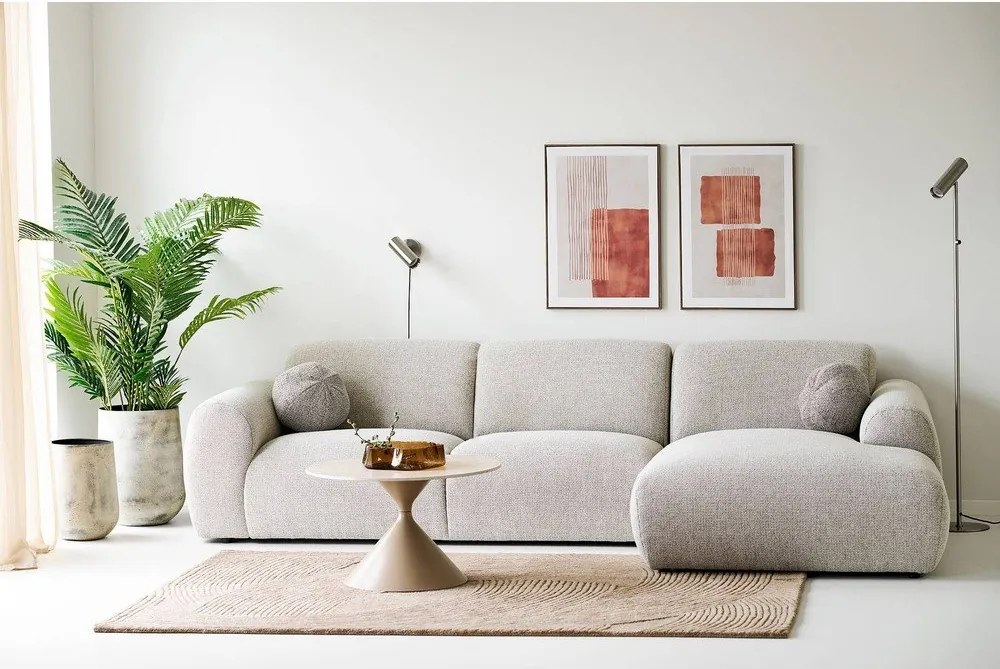 Bézs kerek dohányzóasztal kerámia asztallappal ø 70 cm Annecy – House Nordic