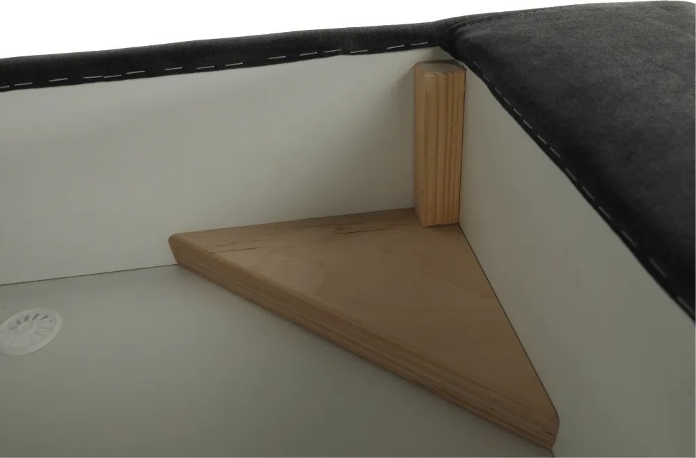 Ülőgarnitúra tárolóhellyel, szürke, szövet, balos, BUTON R