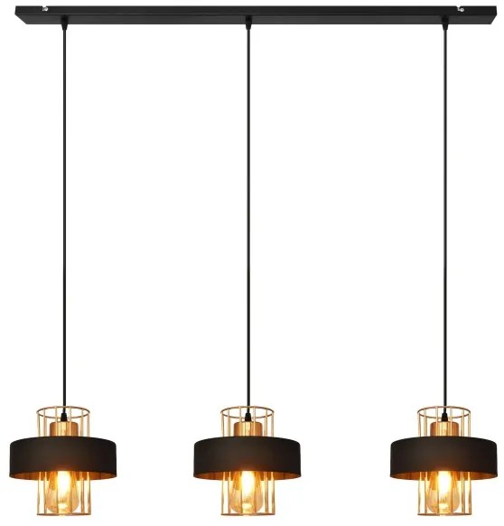 Csillár zsinóron VOLTA 3xE27/15W/230V fekete/arany