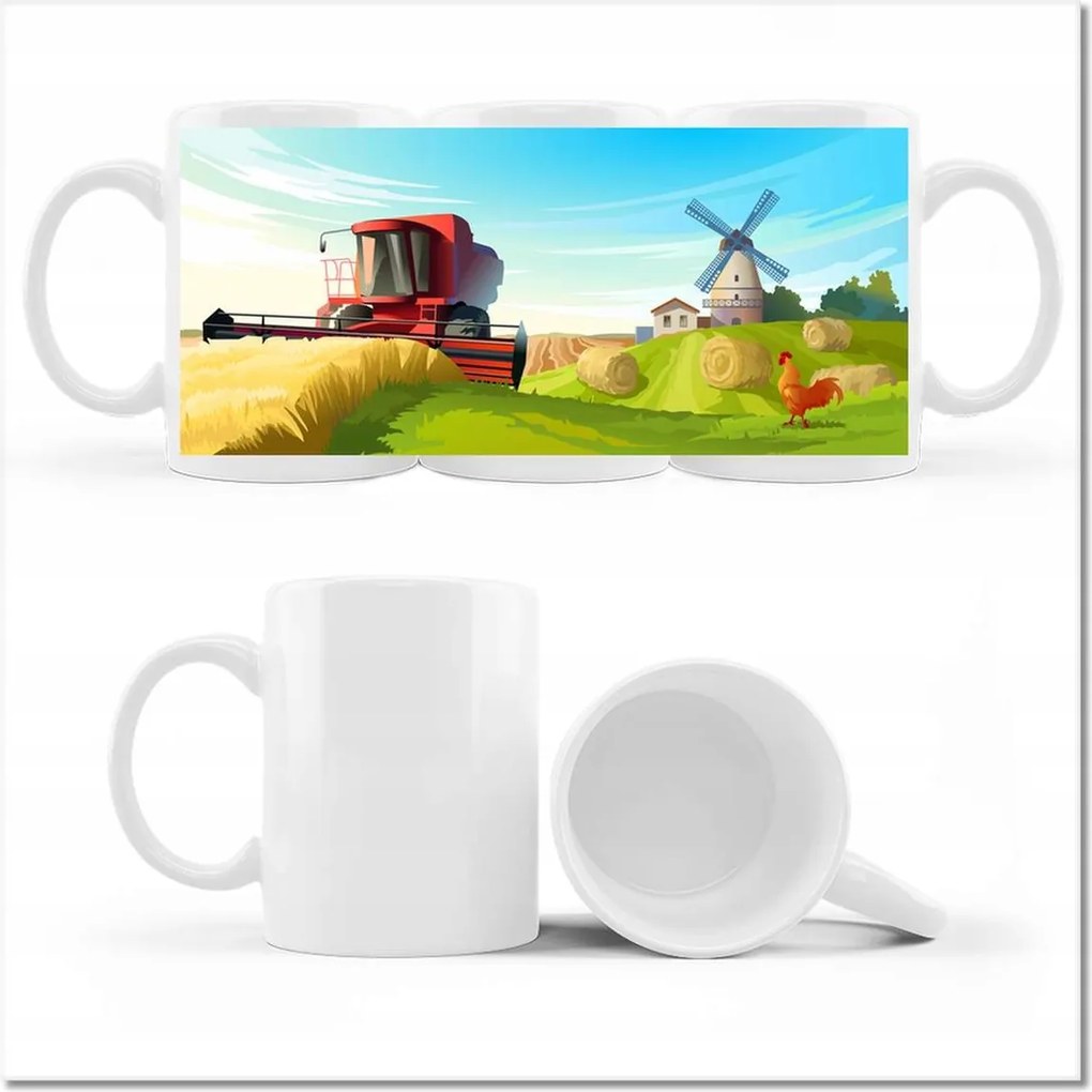 Fotó bögre Kombájn és idilli táj