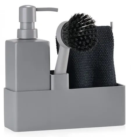 Szürke műanyag-szilikon mosogatóeszköz tartó Singles – Zone