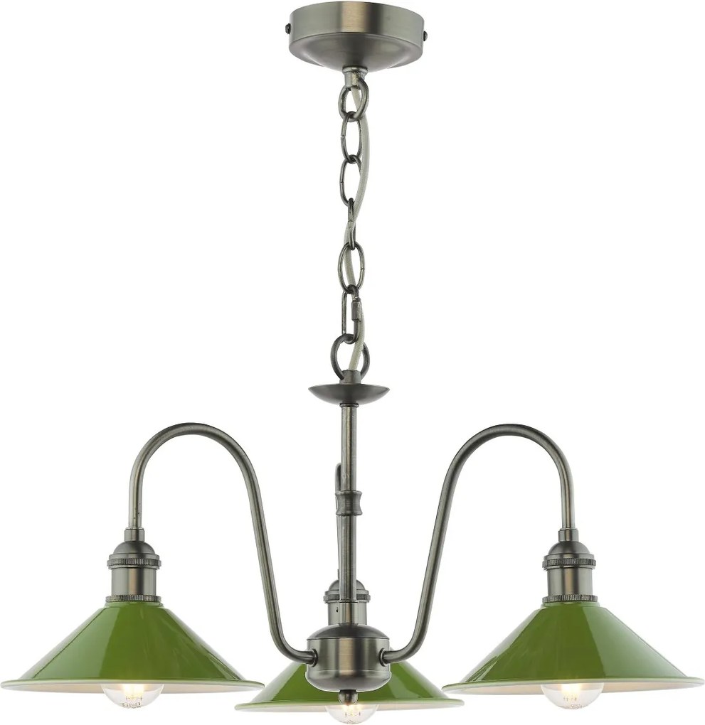 Dar Lighting loft csillár hadano antik króm zöld darhad0361-07