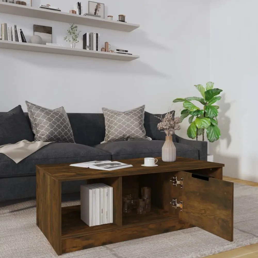 füstös tölgy színű szerelt fa dohányzóasztal 102 x 50 x 36 cm