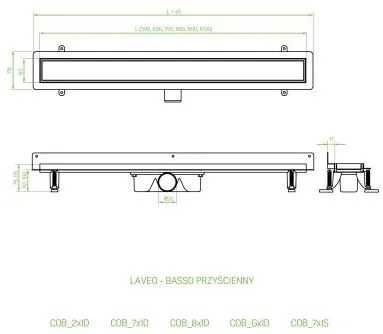 Laveo Basso, lineáris lefolyó ráccsal 90 cm, arany, LAV-COB_891D