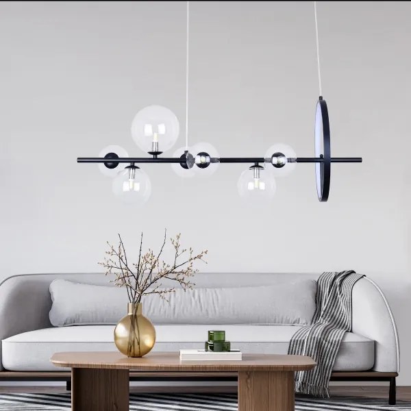 LED Csillár zsinóron HYBRID LED/15W/230V + 7xG9/6W 4000K fekete