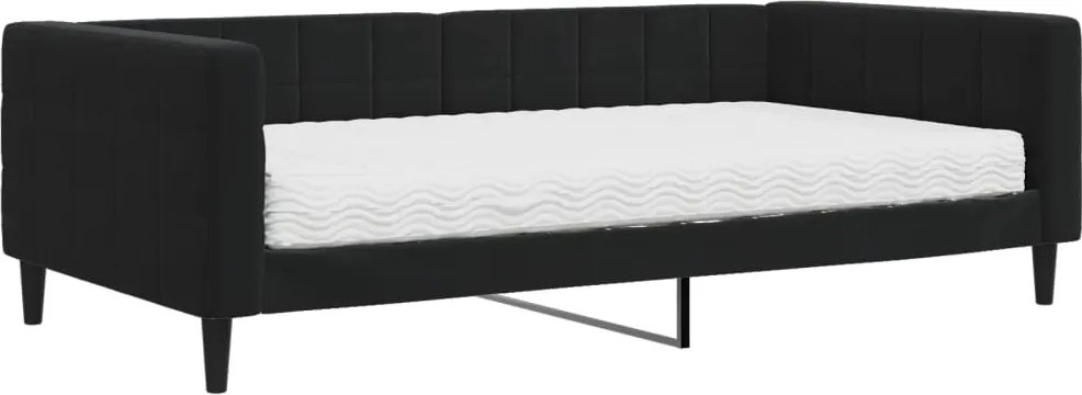 vidaXL fekete bársony kanapéágy matraccal 100 x 200 cm