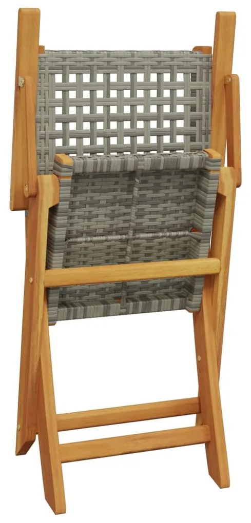 7 részes szürke polyrattan és tömör fa kerti étkezőgarnitúra