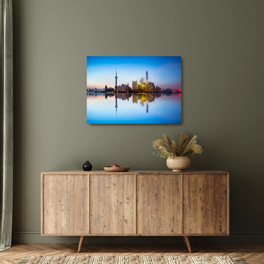 Egy kép a reggeli égboltról Sanghaj felett (üvegen) (70x50 cm)